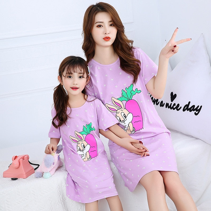 Mother and Daughter Dresses Summer Cotton Sleepwear