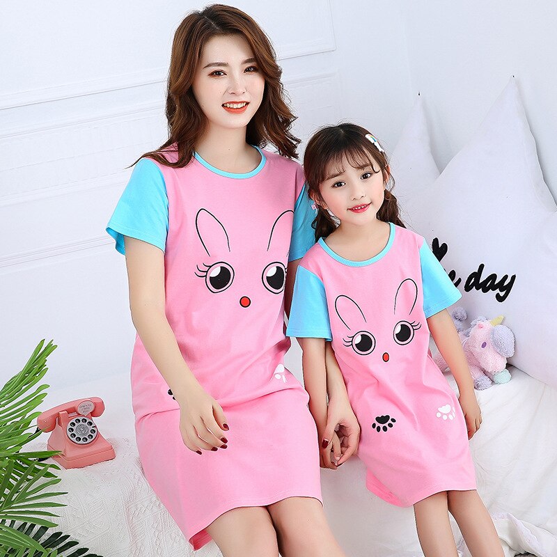 Mother and Daughter Dresses Summer Cotton Sleepwear