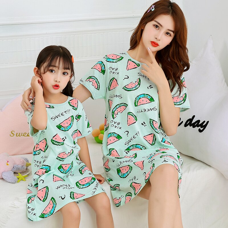 Mother and Daughter Dresses Summer Cotton Sleepwear