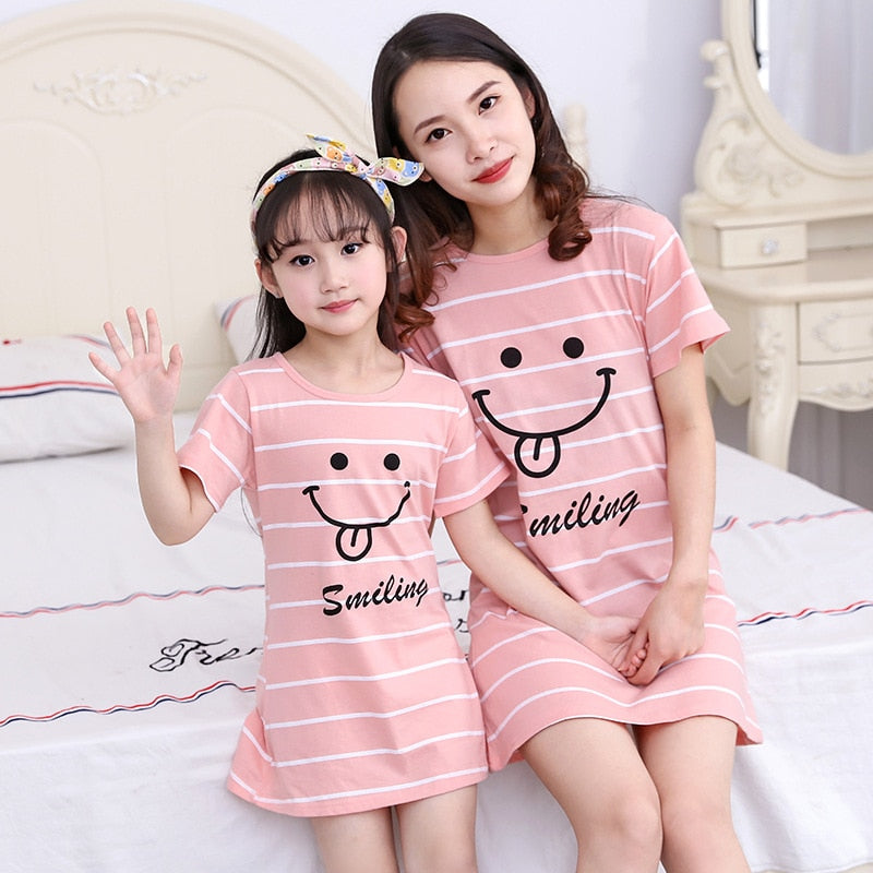 Mother and Daughter Dresses Summer Cotton Sleepwear