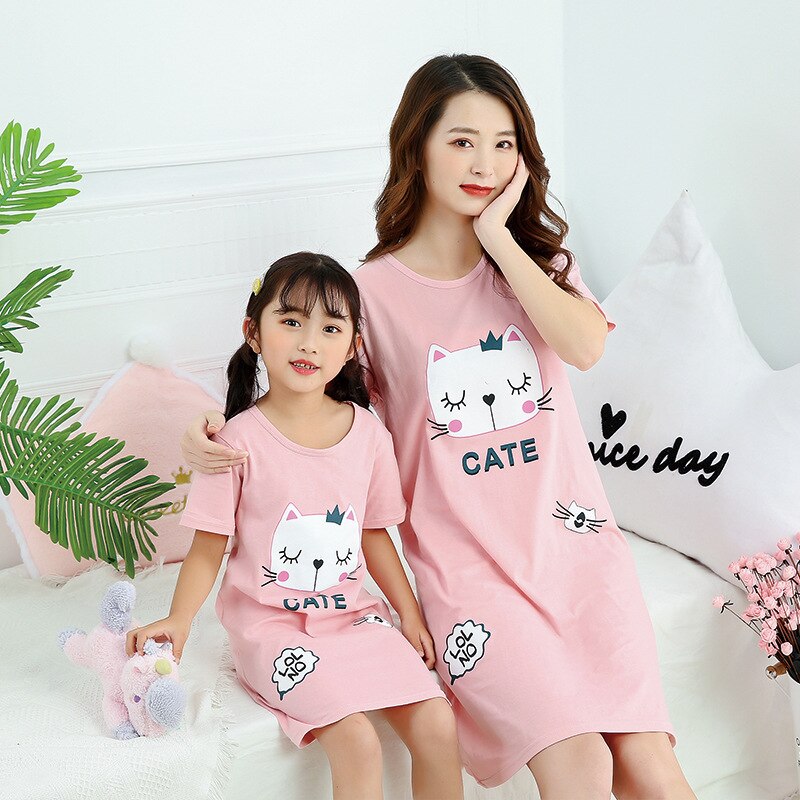 Mother and Daughter Dresses Summer Cotton Sleepwear