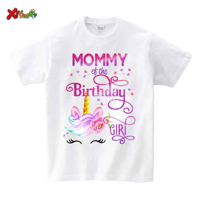 Unicorn Birthday Shirt Girl Shirt Family Party Matching Clothes Outfit Kids Matching Personalized Name Shirt Sets Famili T Shirt