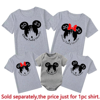2023 Disney Family Vacation Shirts Cotton Matching Dad Mom Kids Tees Baby Rompers Funny Family