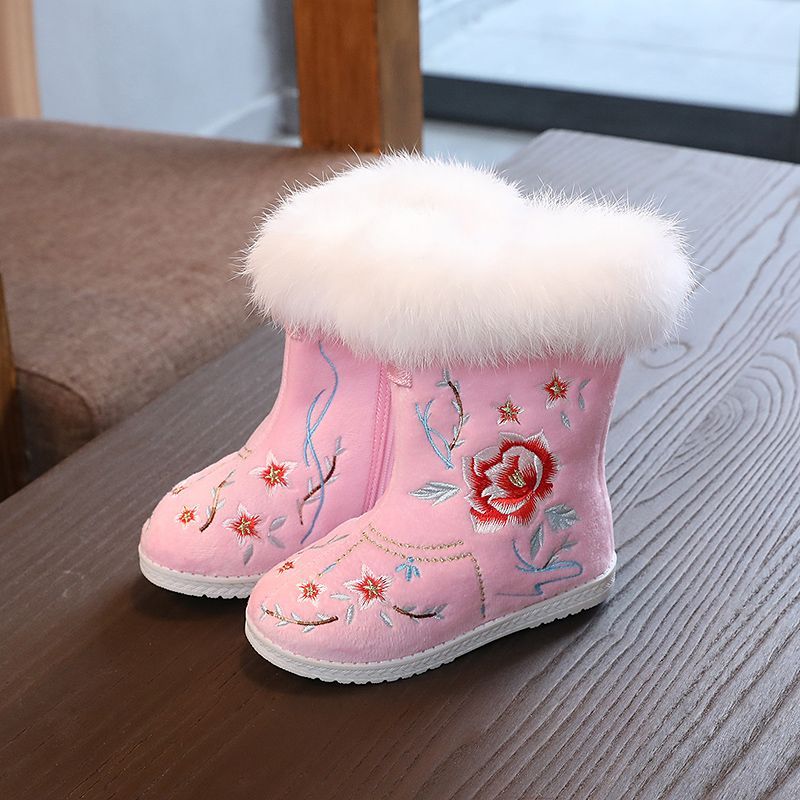 Kids Shoes Handmade Embroidery  Style Cloth Surface Children Shoes
