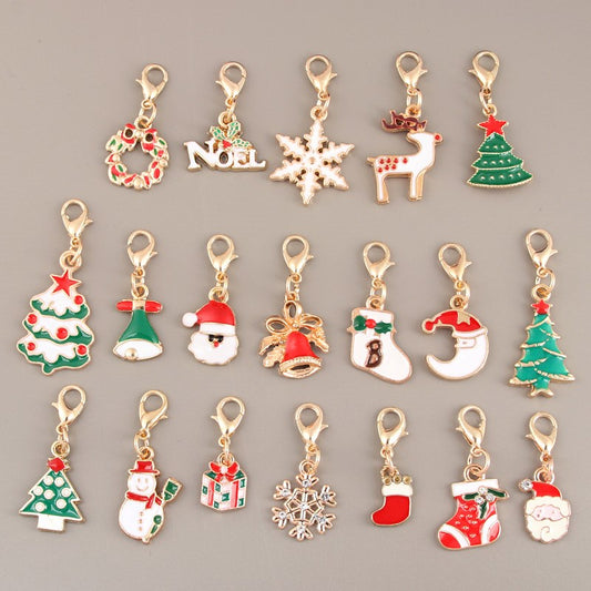 Christmas 19 mixed color key chain Santa pendant