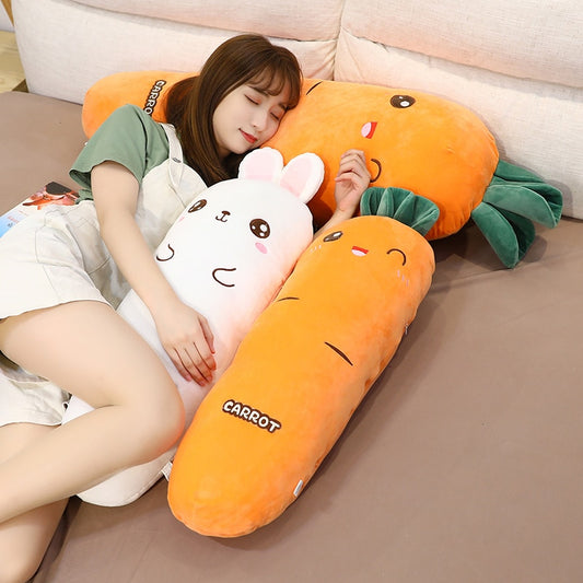 Cartoon animal toy rabbit carrot plush sleep pillow child birthday Christmas gift