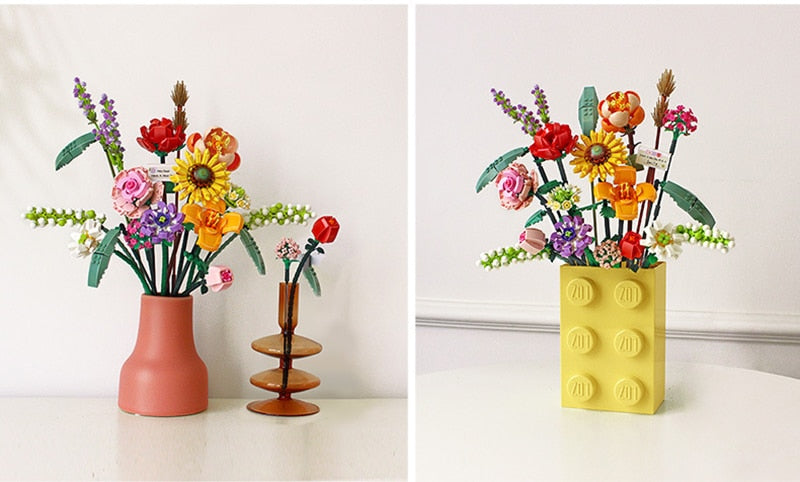 Building Block Bouquet 3D Model Toy Home Decoration Child Gift