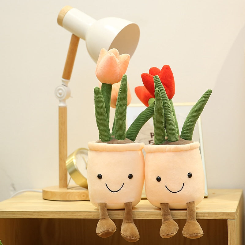 Decorative toy plant plush bookshelf decoration Creative flower pot girl gift