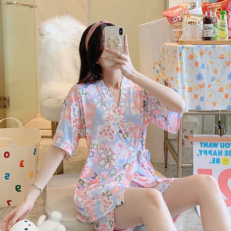 New Summer Women Pajama Sets Short Sleeve