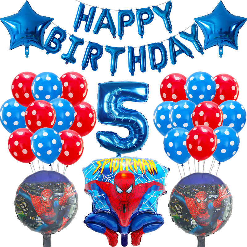 Spiderman Balloons Number Birthday Party Decorations Boy Kids Gifts