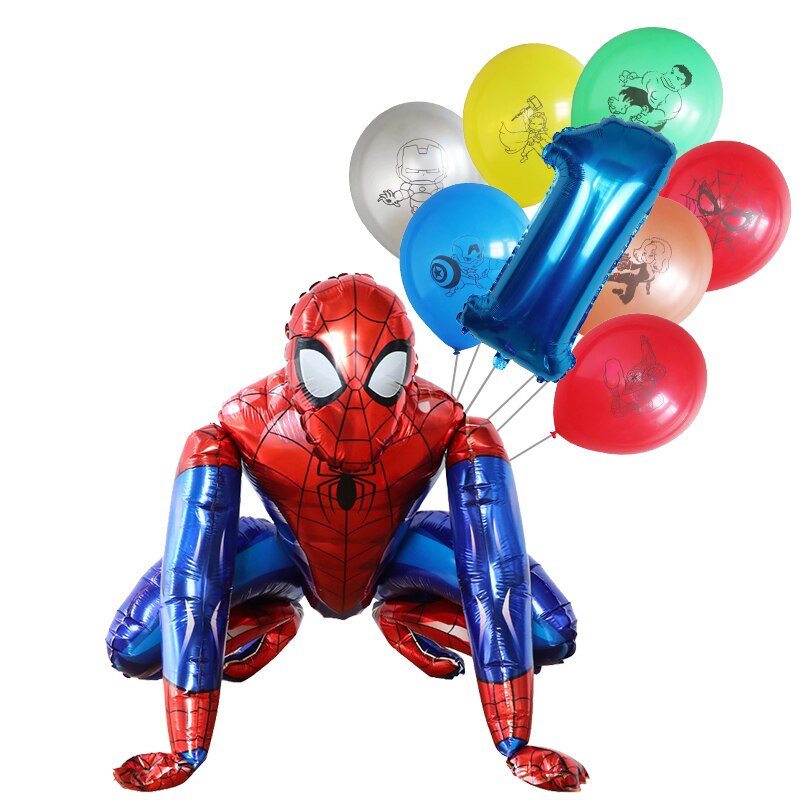 Spiderman Balloons Number Birthday Party Decorations Boy Kids Gifts