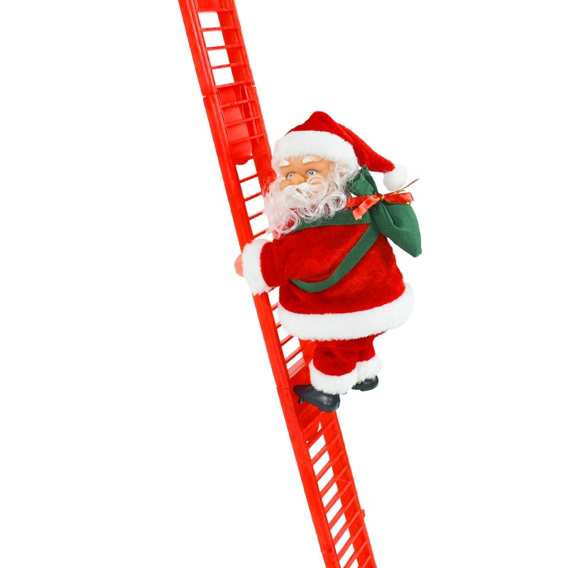 Santa Claus dolls climb stairs music Christmas tree decorations children presents