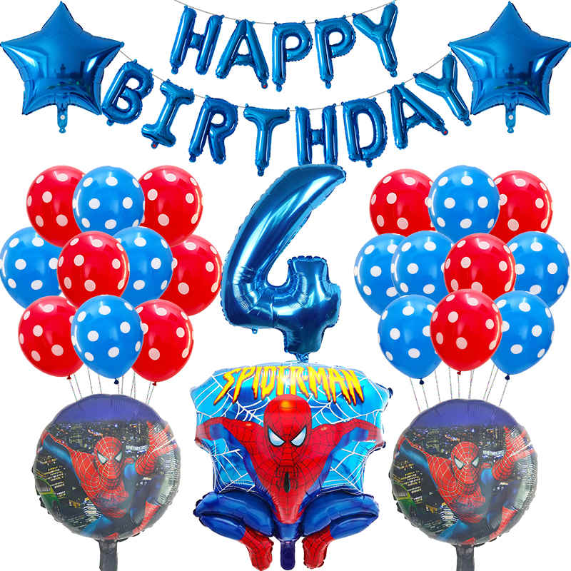 Spiderman Balloons Number Birthday Party Decorations Boy Kids Gifts