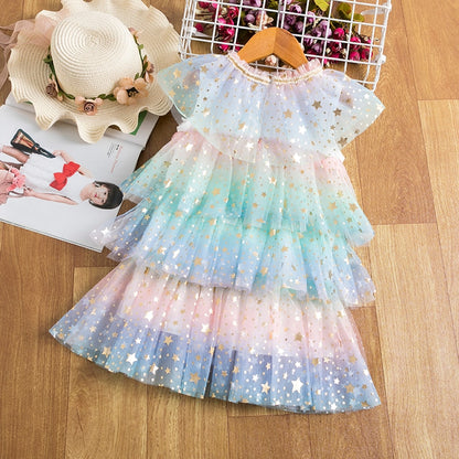 Girl Dress Princess Costume Rainbow