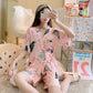 New Summer Women Pajama Sets Short Sleeve