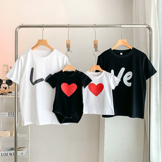 2023 New Pure Parent-child Summer Clothes Mom Dad Baby T-shirt