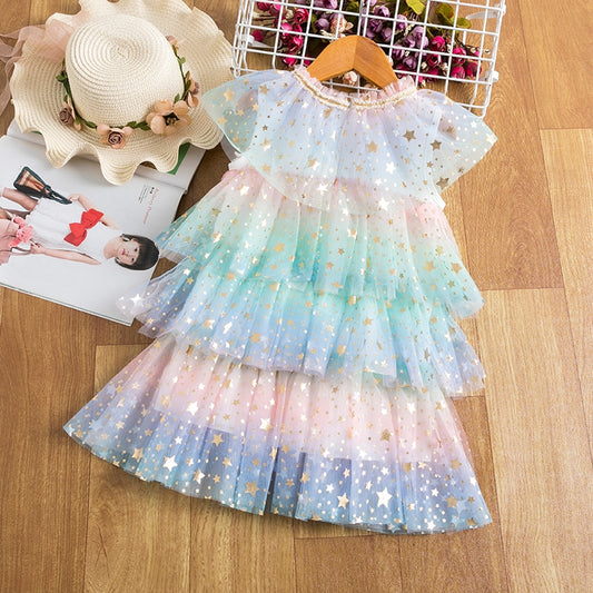Girl Dress Princess Costume Rainbow