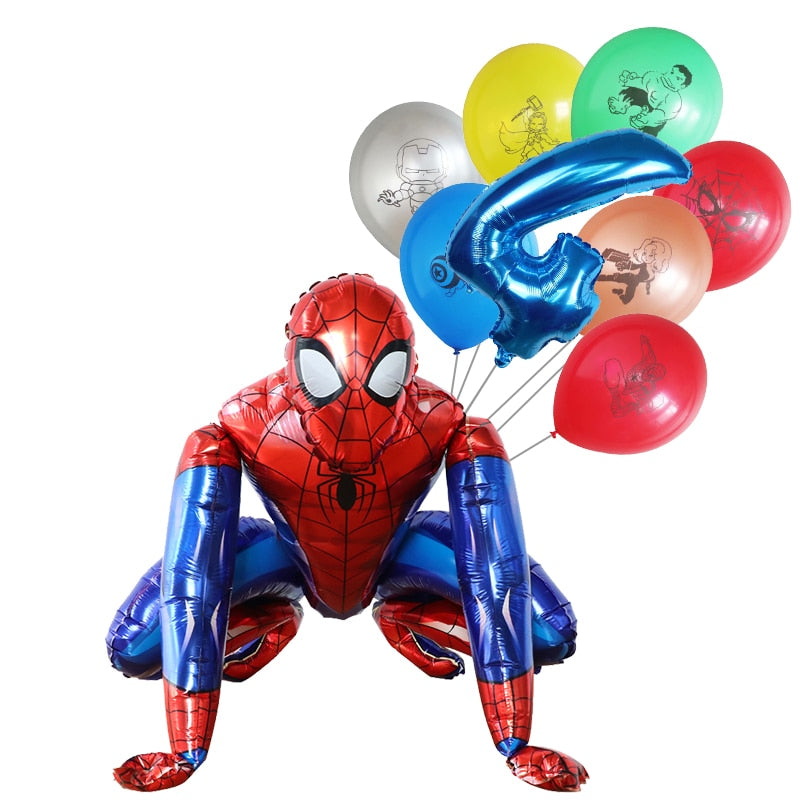 Spiderman Balloons Number Birthday Party Decorations Boy Kids Gifts