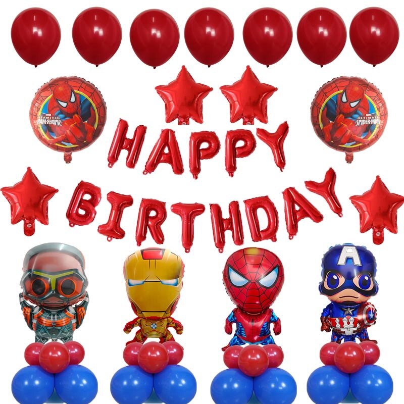 Spiderman Balloons Number Birthday Party Decorations Boy Kids Gifts