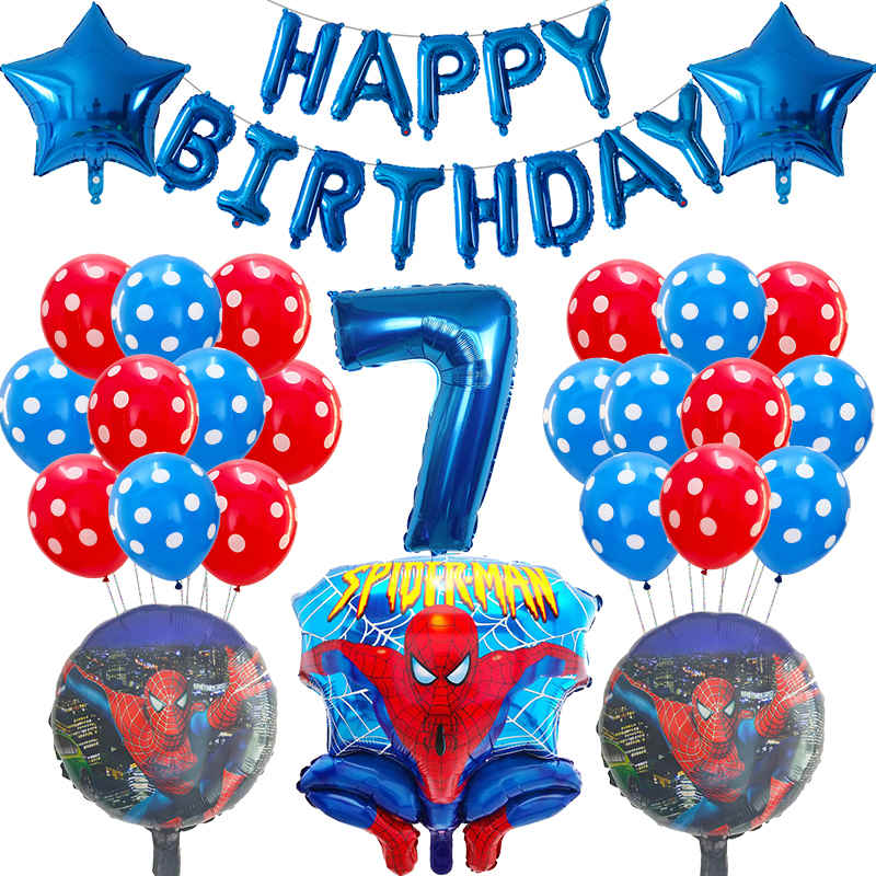 Spiderman Balloons Number Birthday Party Decorations Boy Kids Gifts