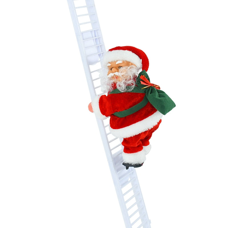 Santa Claus dolls climb stairs music Christmas tree decorations children presents