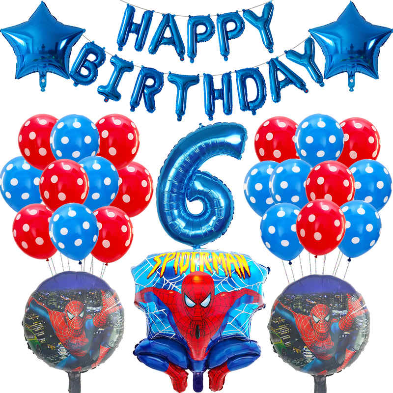 Spiderman Balloons Number Birthday Party Decorations Boy Kids Gifts