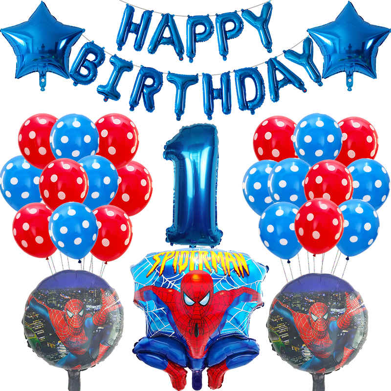 Spiderman Balloons Number Birthday Party Decorations Boy Kids Gifts