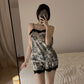 Summer nightwear black lace sleeveless top and shorts