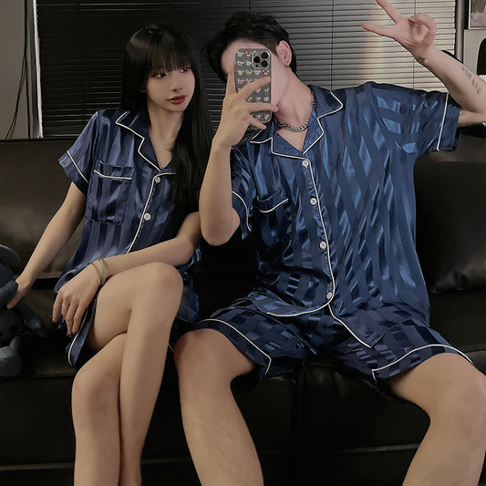 Young lover pajamas spring and summer short sleeves + pants